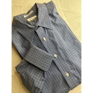 Paul Fredrick Dress Shirt Mens 17.5 Multi Striped French Cuff Collared Button-Up